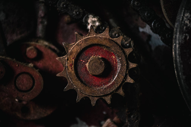 Red close up gear wheel - Foto, Imagen