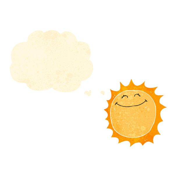 Retro cartoon sun with thought bubble - Vecteur, image