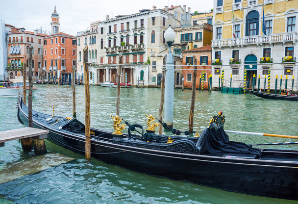 View of the Grand Canal and a gondola in Venice, Italy.  - Φωτογραφία, εικόνα