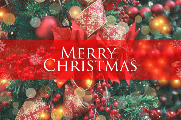 Kerst achtergrond met feestelijke decoratie en tekst-Merry Christmas - Foto, afbeelding