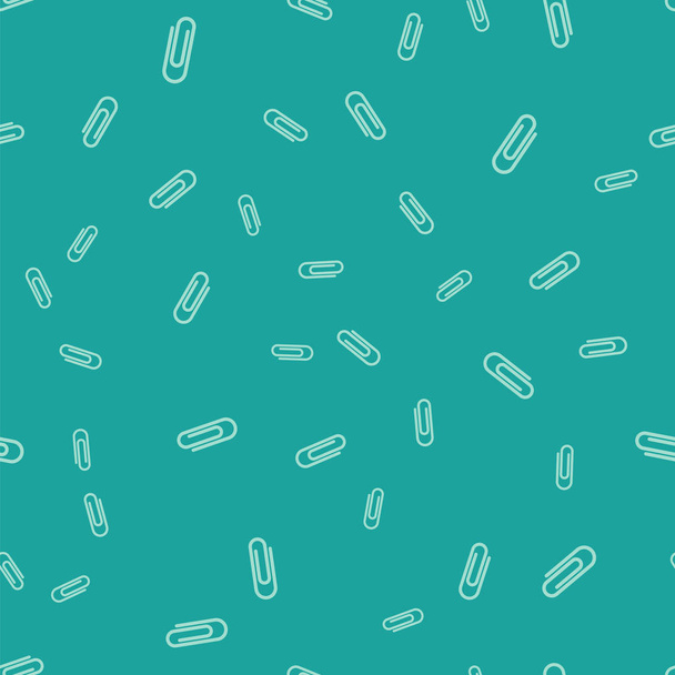 Green Paper clip icon isolated seamless pattern on green background. Vector Illustration - Vector, Image