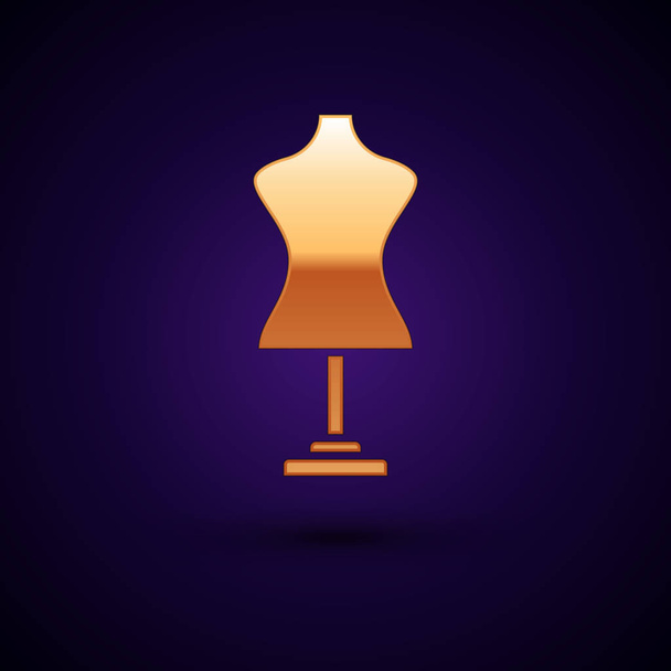 Gold Mannequin icon isolated on dark blue background. Tailor dummy. Vector Illustration - Vector, Image