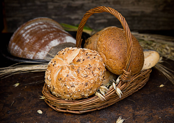 Closeup shot of various types of bread  - Fotoğraf, Görsel