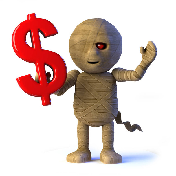3d ägyptische Mumie Monster hat uns Dollar-Symbol - Foto, Bild