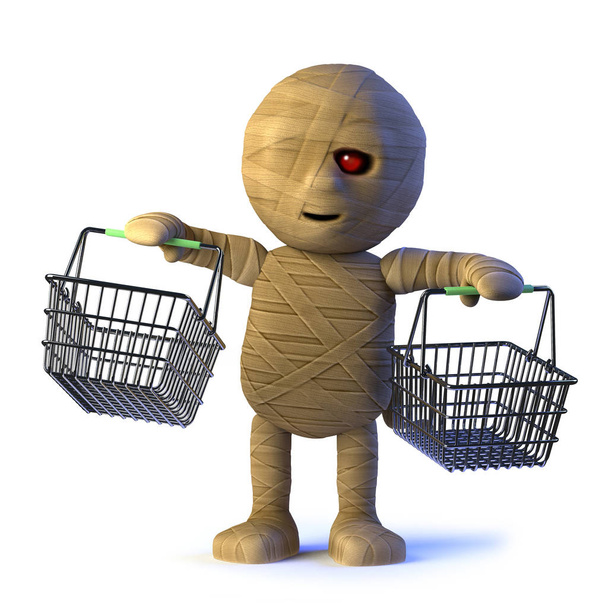 3d Mummy monster goes shopping - Photo, Image