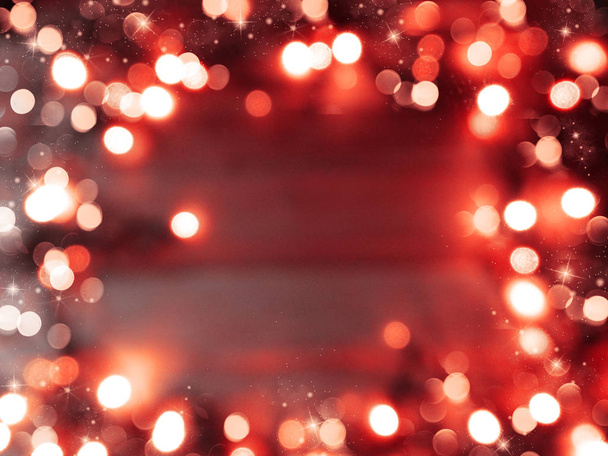 αφηρημένο κόκκινο φόντο μαλακά θολά Χριστουγεννιάτικα φώτα Γκάρλαντ - Φωτογραφία, εικόνα