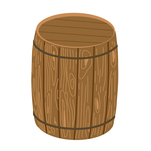 Wooden barrel on a white background. Vector illustration. - Vector, imagen