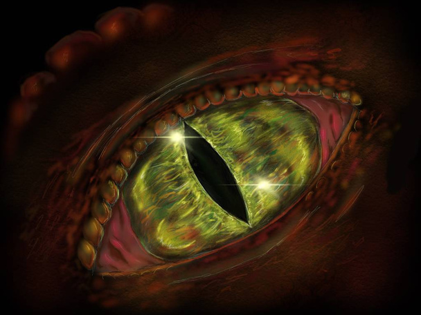 El ojo de reptil dibujado a mano digital
. - Foto, Imagen
