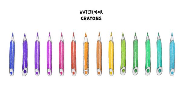 Acquerello cornice rotonda fatta di matite colorate. Cornice dipinta a mano su sfondo bianco
. - Foto, immagini