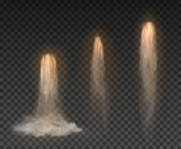 Kosmiczna bomba rakietowa Dym izolowany na przezroczystym tle - Wektor, obraz