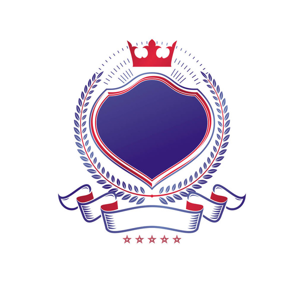 Grafický symbol složený s královskou korunou prvek a laurel wrea - Vektor, obrázek