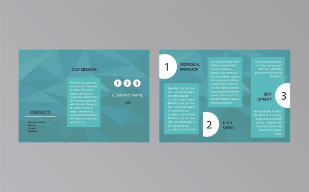 Diseño poligonal moderno del folleto del negocio. Ejemplo de texto. A4 tamaño estándar
.  - Vector, imagen