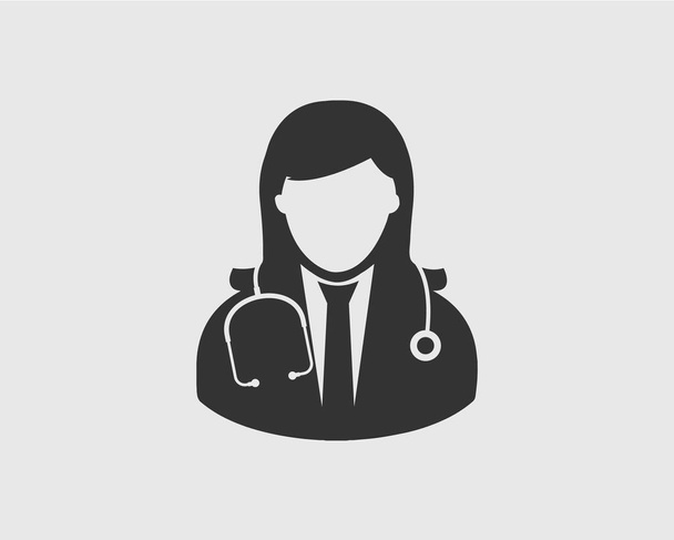 Icona medico femminile su sfondo grigio
 - Vettoriali, immagini