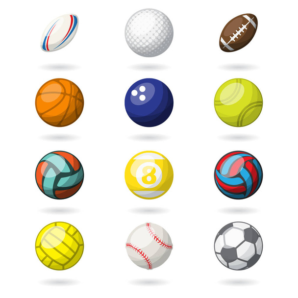 Color sport balls set background - Vector, Image