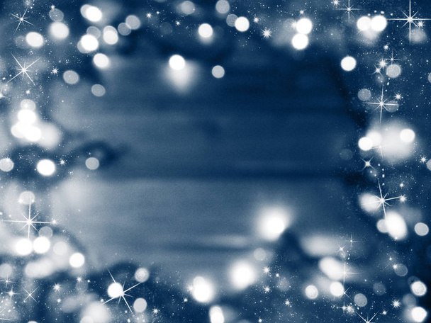 abstract background soft blurred christmas blue lights garland - Photo, Image