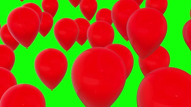 Przenoszenie balonów w kolorze czerwonym na zielonym ekranie - Materiał filmowy, wideo