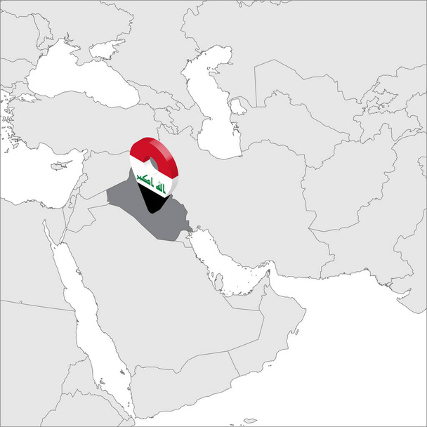 République d'Irak Carte géographique sur la carte Asie. Épinglette de localisation du marqueur 3d Iraq flag map. Carte de haute qualité Irak. Proche-Orient. Illustration vectorielle EPS10
. - Vecteur, image