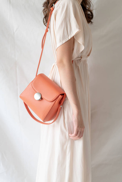woman leather fashion bag - Fotó, kép