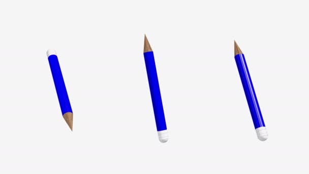 Draaiend blauw potlood op wit - Video