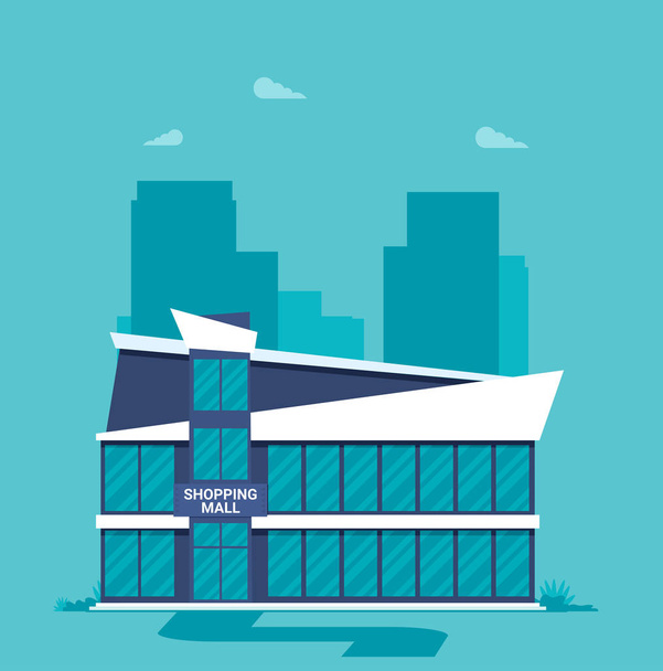 Supermarket building facade flat vector illustration. - Vector - Вектор, зображення