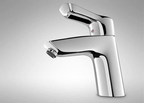 Mixer water 3D model. Faucet 3d render. water tap 3d image.  - Foto, Bild