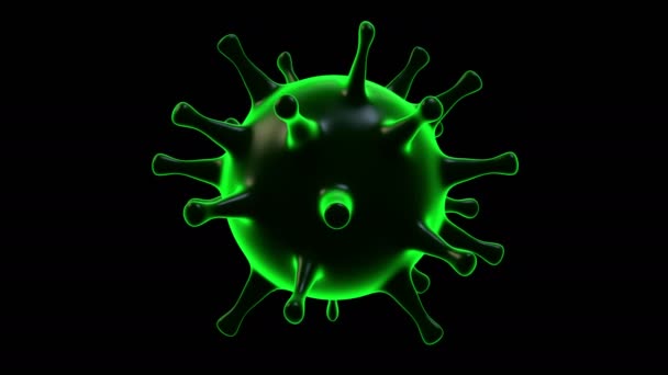 Вращающийся вирус темно-зеленого цвета на черном фоне
 - Кадры, видео