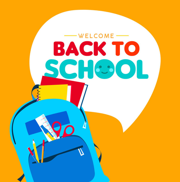 Back to school children school supply backpack - Vektori, kuva
