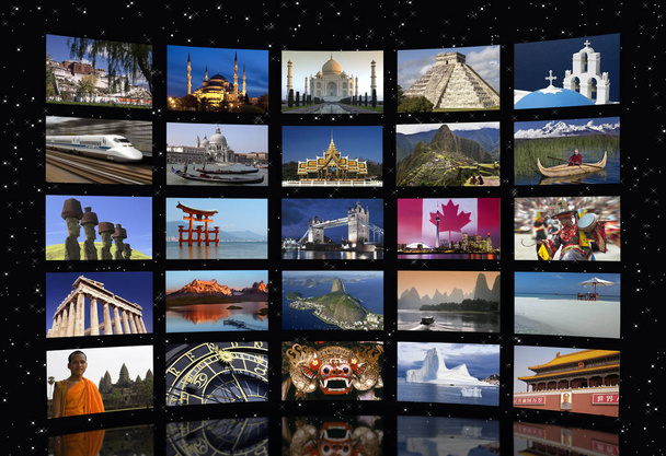 Viaggio Multi-schermo su sfondo campo stella
 - Foto, immagini