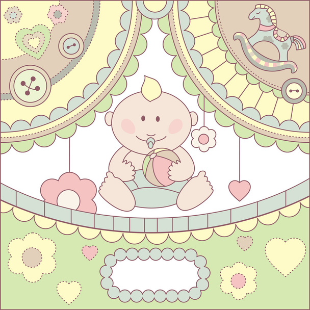 Cute vector baby boy card - Διάνυσμα, εικόνα