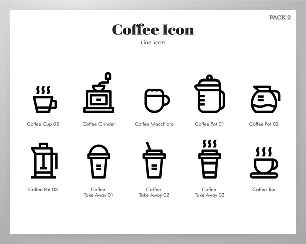 Koffie icons line Pack - Vector, afbeelding