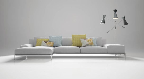 grande luxo moderno interiores luminosos quarto ilustração 3D render
 - Foto, Imagem