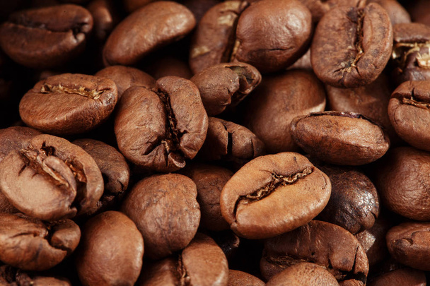 Isolated coffee bean. closeup photo. Top view. Roasted coffee beans background - Fotoğraf, Görsel