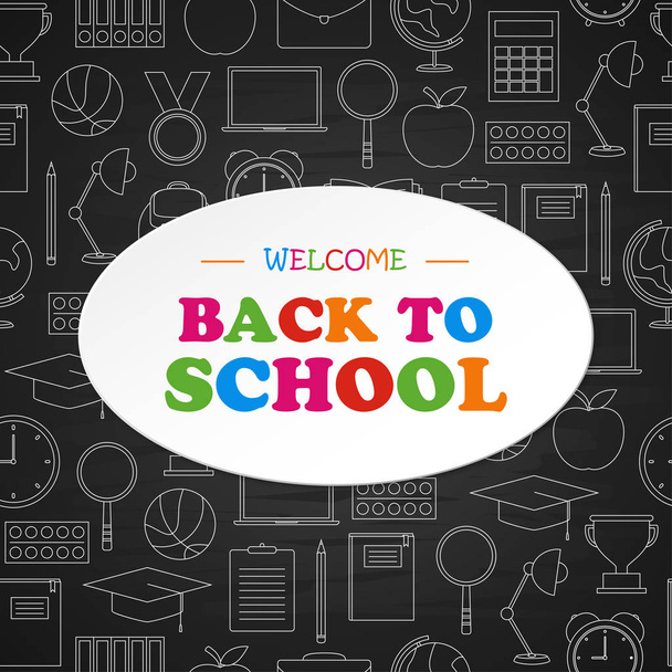 Back to school doodles with text on gray background, vector illustration - Wektor, obraz