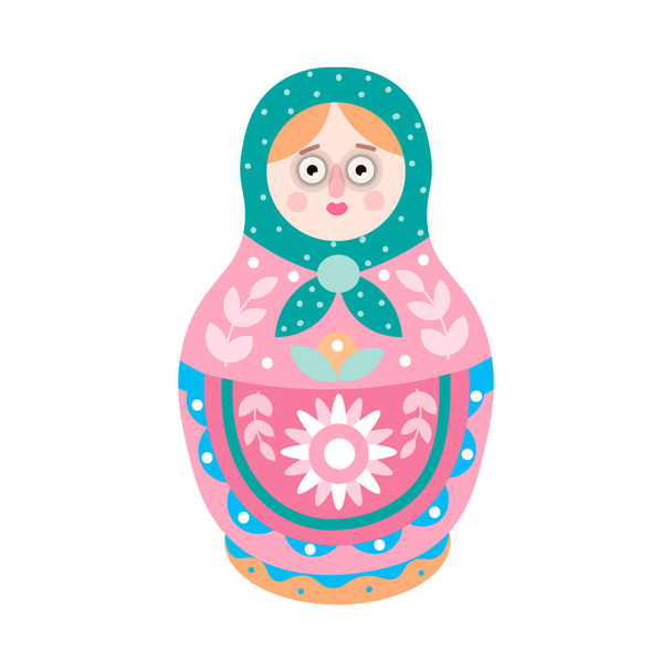 Culture ethnic colorful nesting doll with flower design - Διάνυσμα, εικόνα