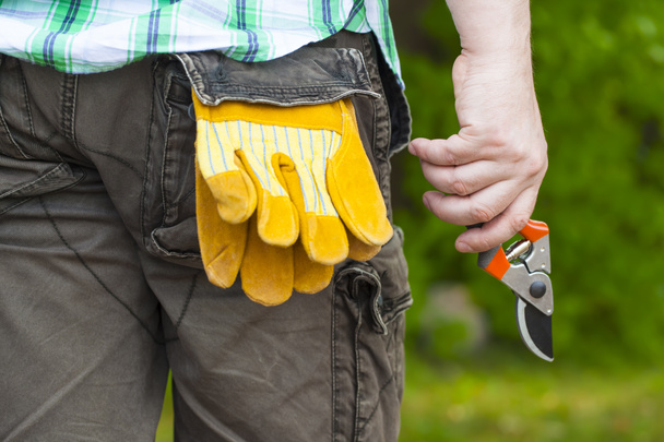 Man with gardening shears in hand - Photo, Image