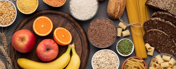 Various gluten free products and grains on wooden background - Photo, Image