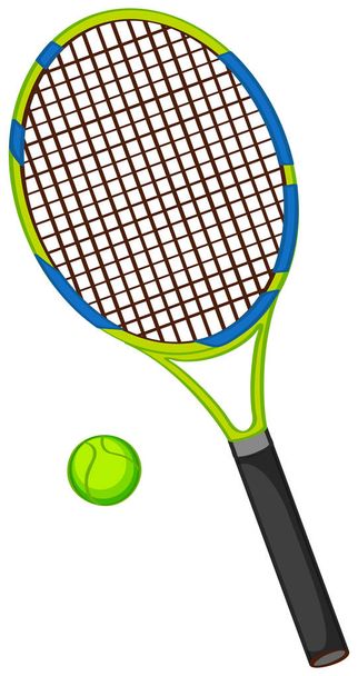 Tennis racket met bal geïsoleerd - Vector, afbeelding