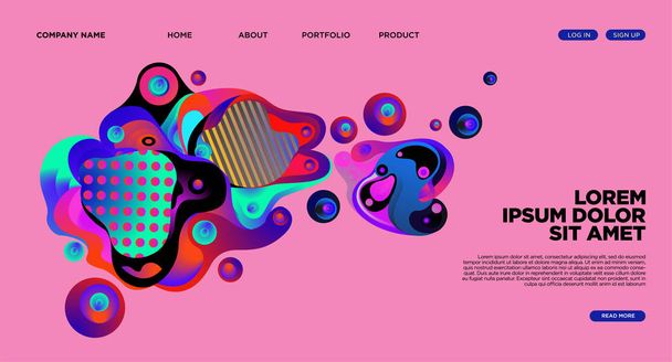 Website Landing Page Background with Abstract Colorful Fluid Modern Style - Vector - Vector, Image