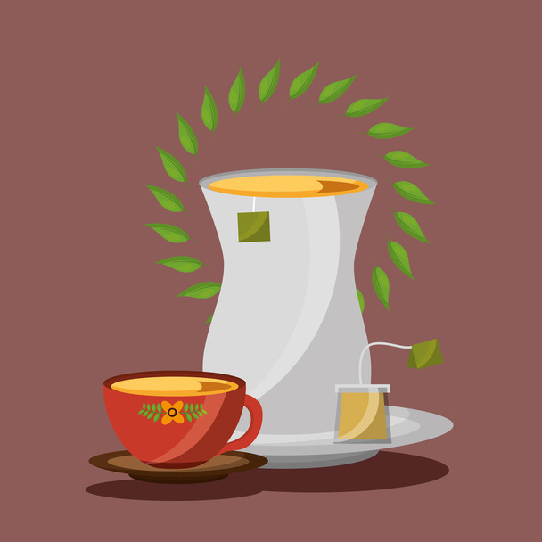 Design čajových hrnků a pohárků - Vektor, obrázek