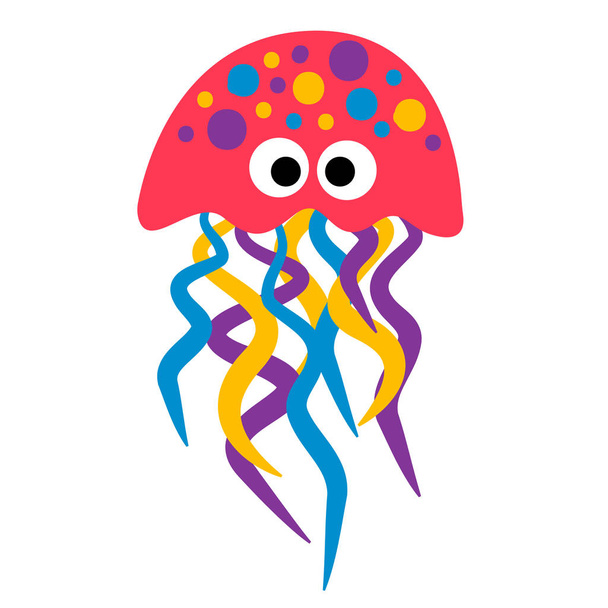 Red jellyfish illustration on white background - Vecteur, image