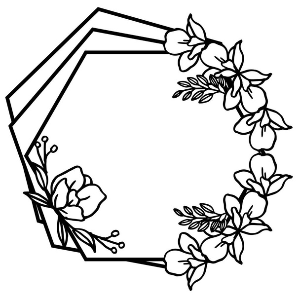 Musterkunst der Tapetenkarte, Silhouette Blumenrahmen, mit Farbe schwarz und weiß. Vektor - Vektor, Bild