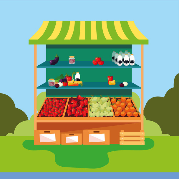 stand selling vegetables and fruits - Vector, Image