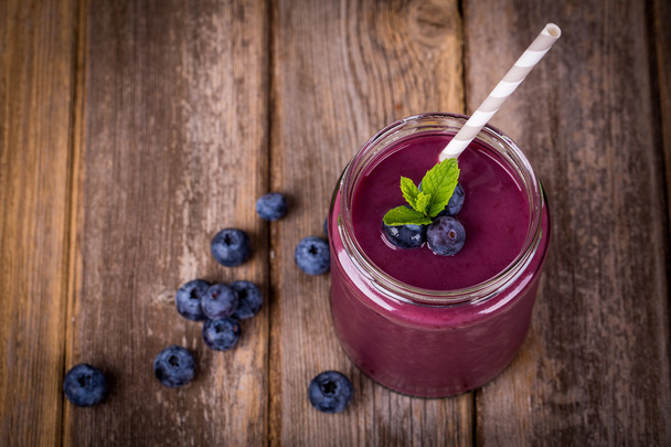 Blueberry smoothie - Photo, Image