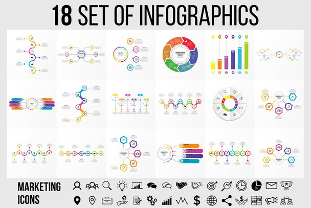 Vector Infographics Elements Template Design. Business Data Visualization Timeline with Options Steps, and Marketing Icons - Vektör, Görsel