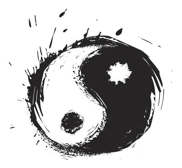 Sanatsal yin-yang sembolü - Vektör, Görsel