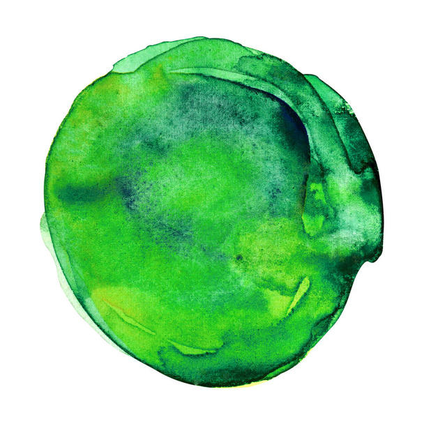 Абстрактные акварельные пятна выделены на белом фоне. Ручной штрих. Зеленый цвет. Яркий фон для текста. Элемент пятна
 - Фото, изображение