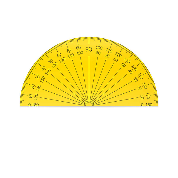 Plastic circular protractor with a 180 degree scale. - Vector, Image