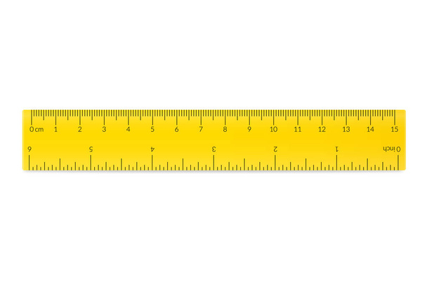 Ingenieur oder Architekt plastisches Zeichenlineal mit imperialer und metrischer Einheitsskala. - Vektor, Bild