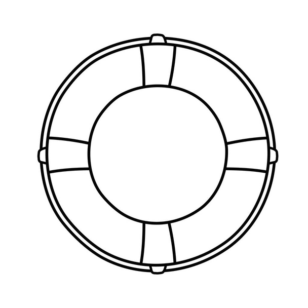 Záchranný kruh karikatura izolovaná černobíle - Vektor, obrázek