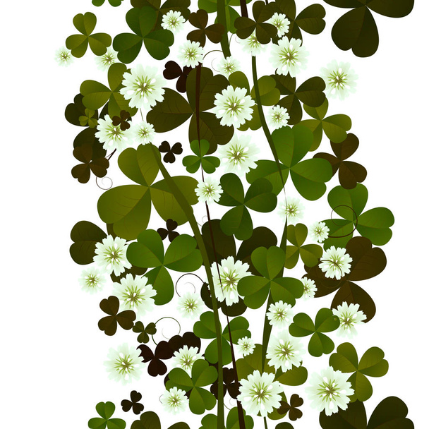 Clover leaves and flowers seamless tile - Vektor, obrázek